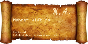 Mahrer Alóma névjegykártya